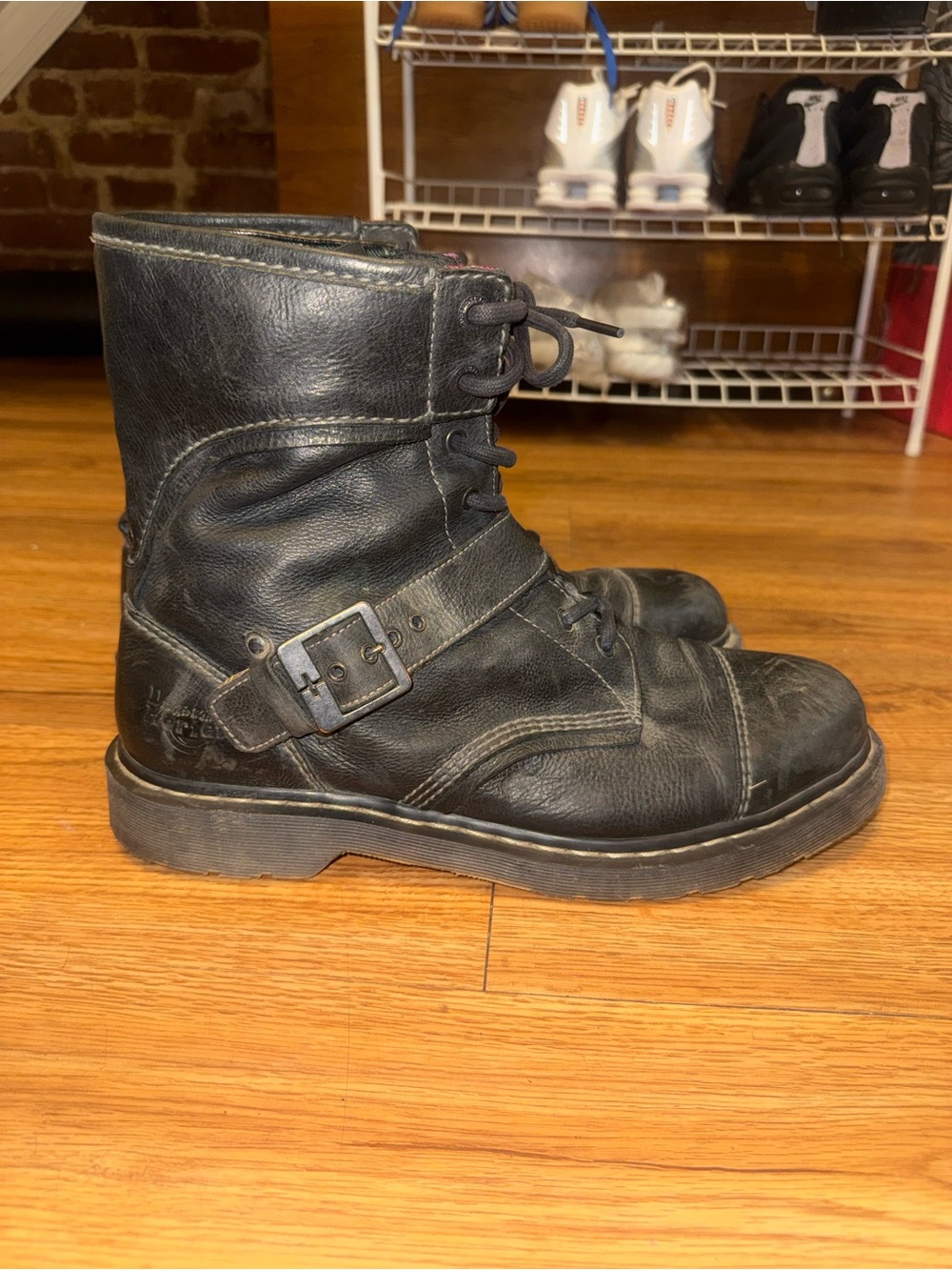 Dr Doc Martens Men’s Triumph 1460 Moto Buckle Boot Sz 14 US Black Leather Rare